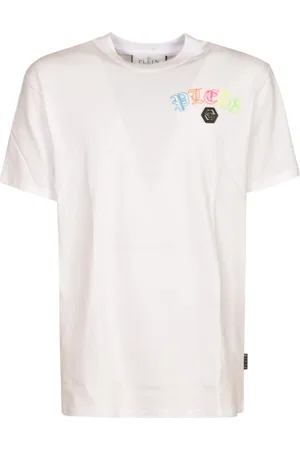 Philipp Plein Top, Herre, Hvid, XL, Uld, Stilfulde hvide T-shirts og poloer