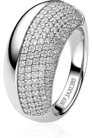 Sif Jakobs Tilbehør, Dame, Grå, 60 MM, Sterling Sølv Ring med Hvide Zirkoner