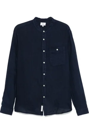 Woolrich Skjorte, Herre, Blå, 2XL, Linned, Blå Linned Skjorte Med Afslappet Pasform