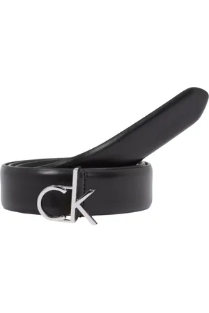 Calvin Klein Tilbehør, Dame, Sort, 95 CM, Læder, Glat Spænde Læderbælte
