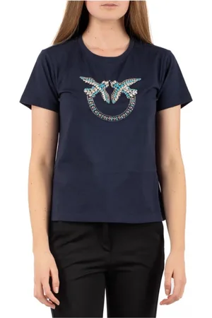 Pinko Top, Dame, Blå, XS, Bomuld, Casual Pink T-shirt