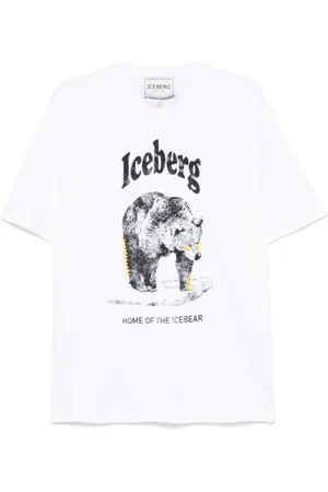 Iceberg Top, Herre, Hvid, XL, Bomuld, Logo Print Crew Neck T-shirt