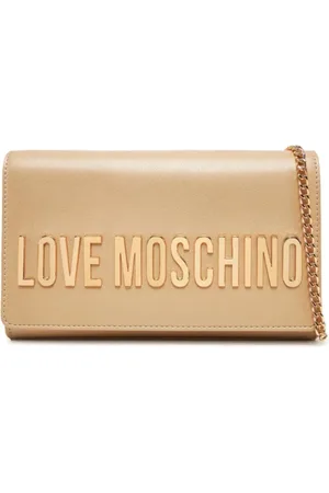 Moschino Taske, Dame, Gul, ONE SIZE, Uld, Guld Skuldertaske med Logo Bogstaver
