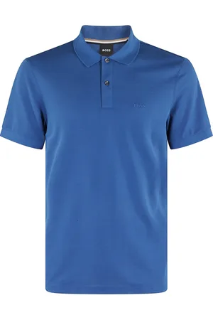 HUGO BOSS Top, Herre, Blå, M, Bomuld, Blå Polo Skjorte med Broderet Logo