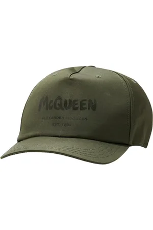 Alexander McQueen Tilbehør, Herre, Grøn, M, Bomuld, Grøn Logo Kasket med Spænde