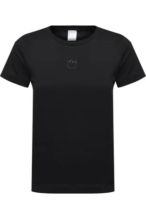 Pinko Top, Dame, Sort, L, Bomuld, Sort Jersey T-shirt med Logo Patch