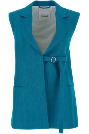 Jil Sander Jakke, Dame, Grøn, S, Petrol Blue Viskose Blandings Vest
