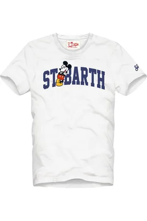 MC2 SAINT BARTH Top, Herre, Hvid, XL, Bomuld, Mickey College Bomulds T-Shirt