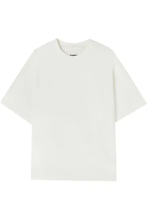 Jil Sander Top, Herre, Hvid, S, Bomuld, Cotton T-shirt med Logo Tag