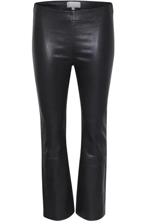 INWEAR Bukser, Dame, Sort, L, Læder, Cropped Kick-Flare Bukser