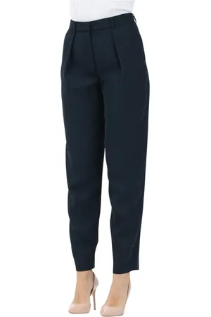 Armani Exchange Bukser, Dame, Blå, L, Uld, Elegant Blå Skræddersyet Bukser
