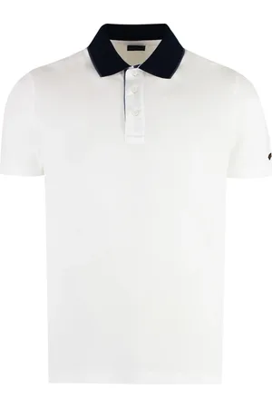 Paul & Shark Top, Herre, Hvid, S, Bomuld, Bomulds Polo Shirt med Kontrastkrave
