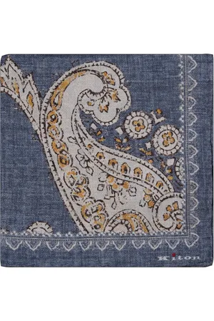 Kiton Tilbehør, Herre, Blå, ONE SIZE, Denim, Denim Pocket Handkerchief Med Cashmere Fantasy