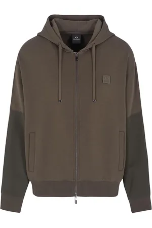 Armani Exchange Sweathshirts & Hoodies, Herre, Grøn, XL, Bomuld, Grøn Hættetrøje med Lynlås