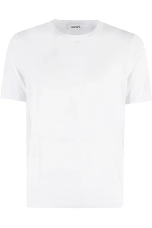 KANGRA CASHMERE Top, Herre, Hvid, 2XL, Bomuld, Hvid Bomuld Ribbet T-shirt