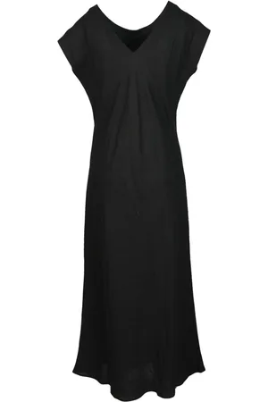 MARELLA Kjole, Dame, Sort, XL, Linned, Lang tunika kjole i linned