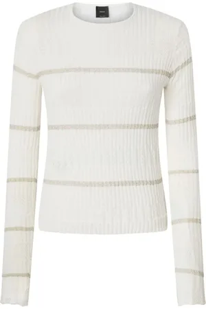 Pinko Strik, Dame, Hvid, XS, Bomuld, Elegant Hvid Sweater