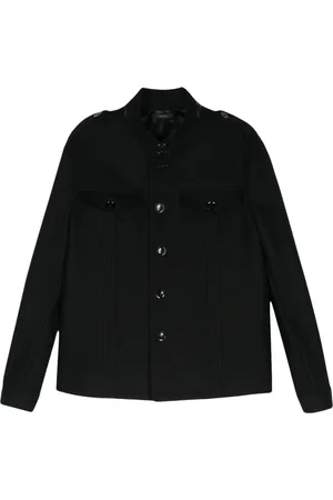 Tom Ford Jakke, Herre, Sort, L, Uld, Uld Skjortejakke med Knapper foran