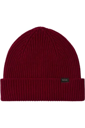 Paul Smith Tilbehør, Herre, Rød, ONE SIZE, Cashmere, Luksuriøs Ribstrikket Cashmere-Blanding Beanie Hue
