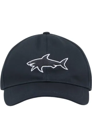 Paul & Shark Tilbehør, Herre, Sort, ONE SIZE, Bomuld, Broderet 3D Haj Baseball Cap
