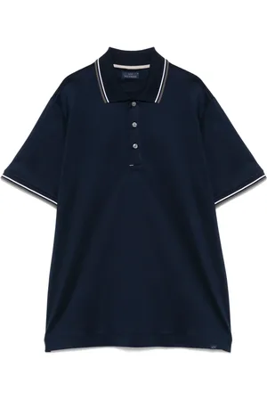 Paul & Shark Top, Herre, Blå, M, Bomuld, Bomulds Polo Shirt med 3 Knapper