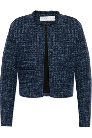 IRO Jakke, Dame, Blå, XL, Tweed, Baluna Tweed Jakke