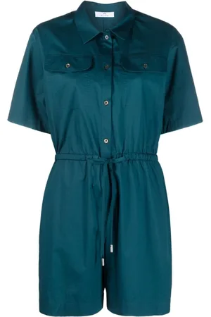 Paul Smith Jumpsuits & Playsuits, Dame, Blå, S, Bomuld, Blå Playsuit med Lommer og Korte Ærmer