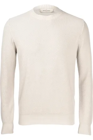 Gran Sasso Strik, Herre, Grå, XL, Honeycomb Strik Crew Neck Sweater