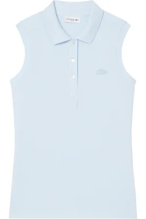 Lacoste Top, Dame, Blå, M, Bomuld, Ærmeløs Slim Fit Piqué Polo Skjorte