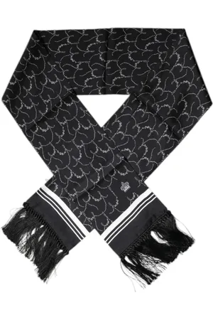 Dolce & Gabbana Tilbehør, Herre, Sort, ONE SIZE, Silke Frynsesjal Tørklæde