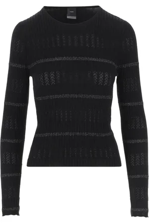Pinko Strik, Dame, Sort, XS, Bomuld, Bomulds- og silkepullover