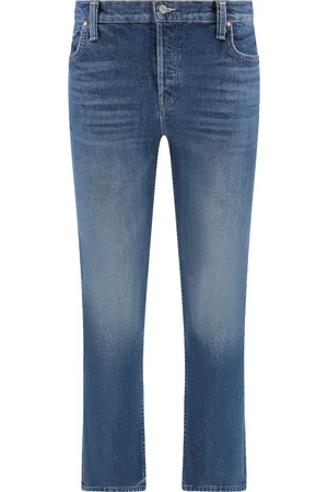 Mother Jeans, Dame, Blå, W28, Bomuld, Ankel Jeans med Fem Lommer