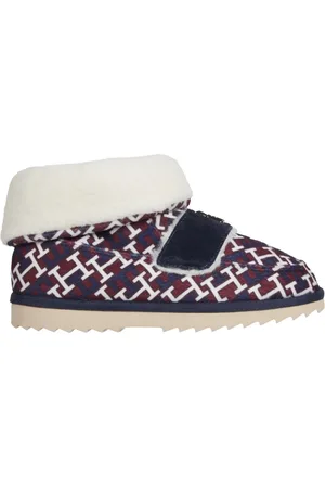 Tommy Hilfiger Sko, Dame, Blå, 40 EU, Uld, Boot Slipper Monogram
