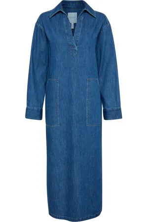 Part Two Kjole, Dame, Blå, 3XL, Denim, Denim Maxikjole