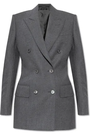 Tom Ford Jakke, Dame, Grå, 2XS, Uld, Double-breasted blazer
