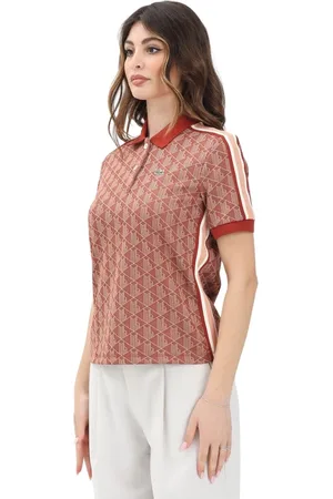 Lacoste Top, Dame, Flerfarvet, XL, Brun Polo Skjorte Forår Sommer Kvinder