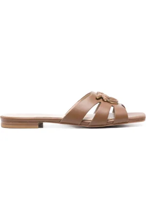 Pinko Sko, Dame, Brun, 40 EU, Uld, Brune sandaler med udskårne detaljer