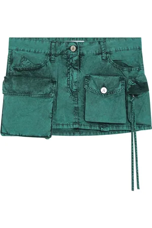 The Attico Nederdel, Dame, Grøn, 2XS, Denim, Mini Drop2 Nederdel