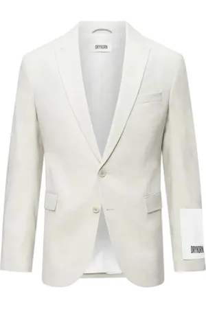 Drykorn Jakke, Herre, Hvid, 2XL, Uld, Klassisk Herringbone Blazer med Lommer