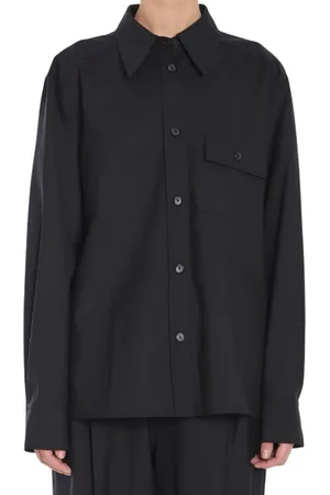 Khaite Bluser & Skjorter, Dame, Sort, S, Uld, Sort, Knaplukket Skjorte med Brystlomme