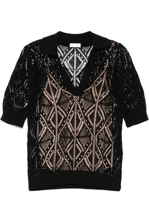 Liu Jo Strik, Dame, Sort, L, Bomuld, Sort Sweater til Kvinder