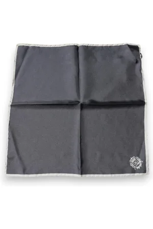 Dolce & Gabbana Tilbehør, Herre, Grå, ONE SIZE, Tyl, Krone Logo Silke Lommetørklæde Tørklæde