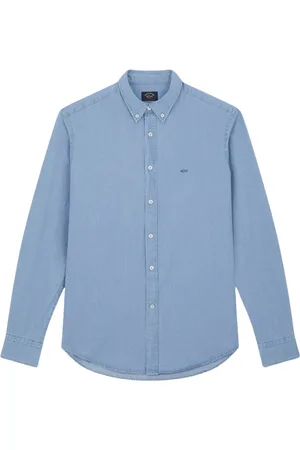 Paul & Shark Skjorte, Herre, Blå, L, Bomuld, Denim Bomuldsskjorte