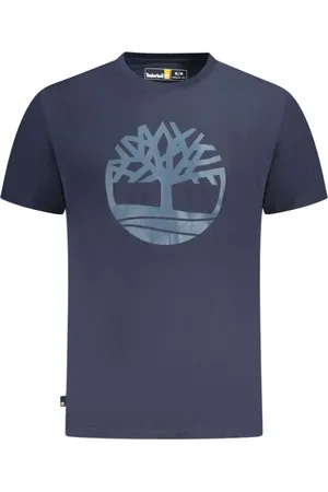 Timberland Top, Herre, Blå, M, Bomuld, Blå Logo Print Crew Neck T-Shirt