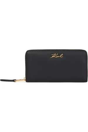 Karl Lagerfeld Tilbehør, Dame, Sort, ONE SIZE, Uld, Continental Wallet med gyldent logo