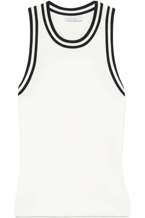 Patrizia Pepe Top, Dame, Hvid, S, Stribet hvid trim top