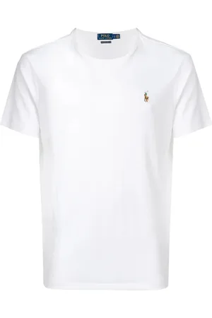 Ralph Lauren Top, Herre, Hvid, 2XL, Bomuld, Broderet Slim Fit Bomulds T-shirt