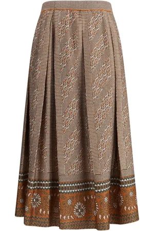 VALENTINO Nederdel, Dame, Flerfarvet, S, Glitrende Plisseret Midi Nederdel Geometrisk Blomstret