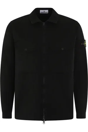 Stone Island Jakke, Herre, Sort, XL, Bomuld, Zip Overshirt