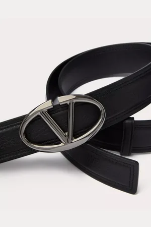 VALENTINO GARAVANI Tilbehør, Herre, Sort, 85 CM, Grained Leather VLogo Bælte Bold Edition